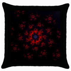 Fractal Abstract Blossom Bloom Red Throw Pillow Case (black) by Amaryn4rt