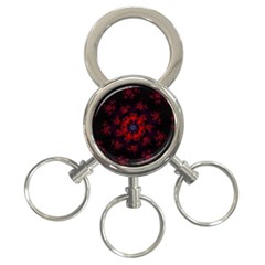 Fractal Abstract Blossom Bloom Red 3-ring Key Chains by Amaryn4rt