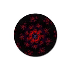 Fractal Abstract Blossom Bloom Red Magnet 3  (round) by Amaryn4rt