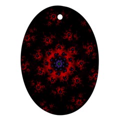 Fractal Abstract Blossom Bloom Red Oval Ornament (two Sides) by Amaryn4rt