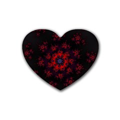 Fractal Abstract Blossom Bloom Red Heart Coaster (4 Pack)  by Amaryn4rt