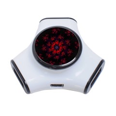 Fractal Abstract Blossom Bloom Red 3-port Usb Hub by Amaryn4rt