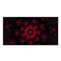 Fractal Abstract Blossom Bloom Red Satin Shawl by Amaryn4rt