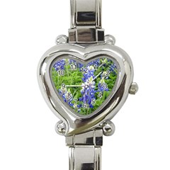 Blue Bonnets Heart Italian Charm Watch by CreatedByMeVictoriaB