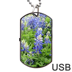 Blue Bonnets Dog Tag Usb Flash (one Side) by CreatedByMeVictoriaB