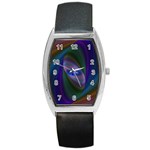 Ellipse Fractal Computer Generated Barrel Style Metal Watch Front