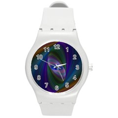 Ellipse Fractal Computer Generated Round Plastic Sport Watch (m) by Amaryn4rt