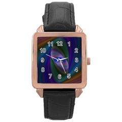 Ellipse Fractal Computer Generated Rose Gold Leather Watch  by Amaryn4rt