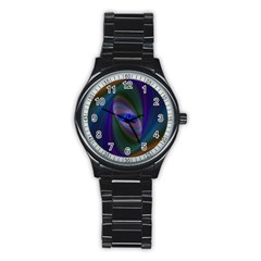 Ellipse Fractal Computer Generated Stainless Steel Round Watch by Amaryn4rt