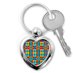 Pop Art Abstract Design Pattern Key Chains (heart)  by Amaryn4rt