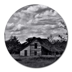 Farm House In Black And White ! Round Mousepad by CreatedByMeVictoriaB