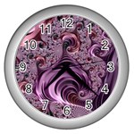 Purple Abstract Art Fractal Art Fractal Wall Clocks (Silver)  Front