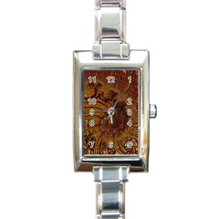 Copper Caramel Swirls Abstract Art Rectangle Italian Charm Watch by Amaryn4rt