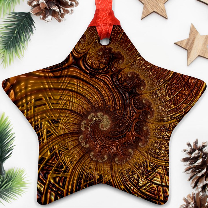 Copper Caramel Swirls Abstract Art Ornament (Star)