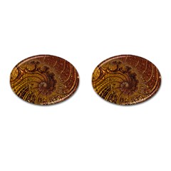 Copper Caramel Swirls Abstract Art Cufflinks (oval) by Amaryn4rt