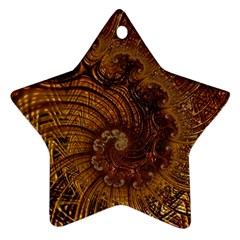 Copper Caramel Swirls Abstract Art Star Ornament (two Sides) by Amaryn4rt