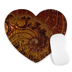 Copper Caramel Swirls Abstract Art Heart Mousepads by Amaryn4rt