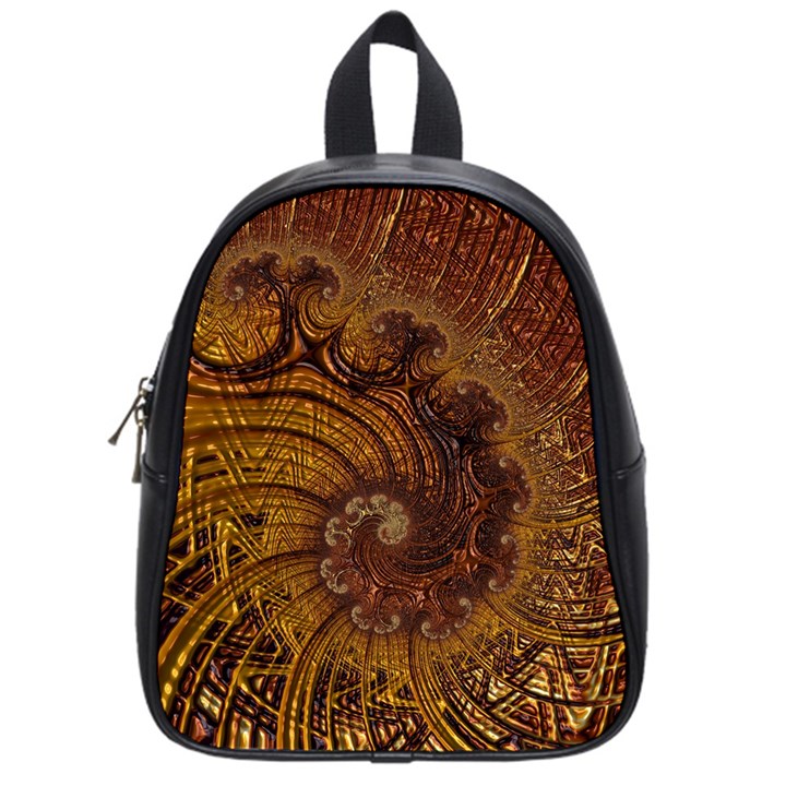 Copper Caramel Swirls Abstract Art School Bags (Small) 