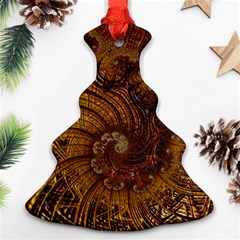 Copper Caramel Swirls Abstract Art Christmas Tree Ornament (two Sides) by Amaryn4rt