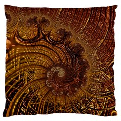 Copper Caramel Swirls Abstract Art Large Cushion Case (one Side) by Amaryn4rt