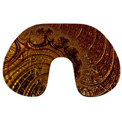 Copper Caramel Swirls Abstract Art Travel Neck Pillows by Amaryn4rt