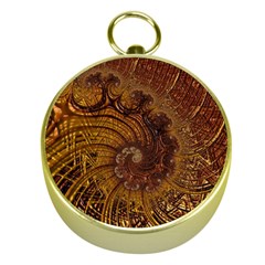 Copper Caramel Swirls Abstract Art Gold Compasses by Amaryn4rt