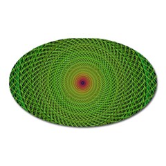 Green Fractal Simple Wire String Oval Magnet by Amaryn4rt