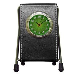 Green Fractal Simple Wire String Pen Holder Desk Clocks by Amaryn4rt