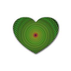 Green Fractal Simple Wire String Rubber Coaster (heart)  by Amaryn4rt