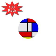 Mondrian Red Blue Yellow 1  Mini Buttons (100 Pack)  by Amaryn4rt