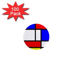 Mondrian Red Blue Yellow 1  Mini Magnets (100 Pack)  by Amaryn4rt