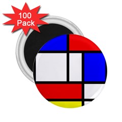 Mondrian Red Blue Yellow 2 25  Magnets (100 Pack) 