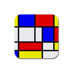 Mondrian Red Blue Yellow Rubber Square Coaster (4 Pack) 