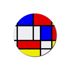 Mondrian Red Blue Yellow Rubber Round Coaster (4 Pack)  by Amaryn4rt