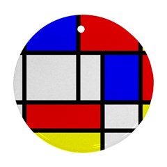 Mondrian Red Blue Yellow Round Ornament (two Sides) by Amaryn4rt