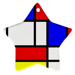 Mondrian Red Blue Yellow Star Ornament (two Sides) by Amaryn4rt