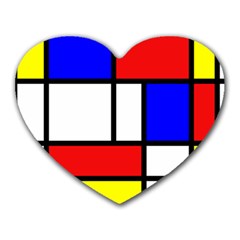 Mondrian Red Blue Yellow Heart Mousepads by Amaryn4rt