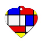 Mondrian Red Blue Yellow Dog Tag Heart (One Side) Front