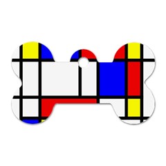 Mondrian Red Blue Yellow Dog Tag Bone (two Sides)