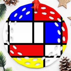 Mondrian Red Blue Yellow Round Filigree Ornament (two Sides) by Amaryn4rt