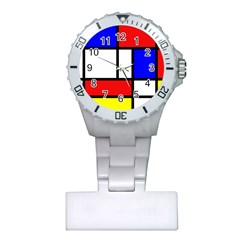 Mondrian Red Blue Yellow Plastic Nurses Watch by Amaryn4rt