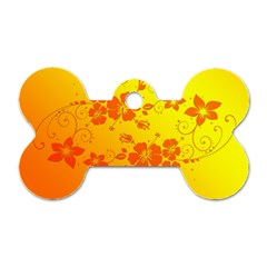 Flowers Floral Design Flora Yellow Dog Tag Bone (two Sides)