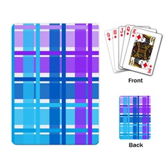 Gingham Pattern Blue Purple Shades Playing Card by Amaryn4rt