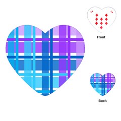 Gingham Pattern Blue Purple Shades Playing Cards (heart)  by Amaryn4rt