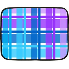 Gingham Pattern Blue Purple Shades Double Sided Fleece Blanket (mini)  by Amaryn4rt