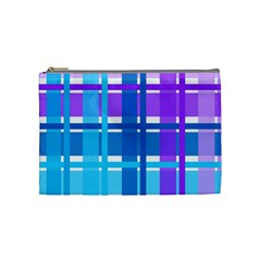 Gingham Pattern Blue Purple Shades Cosmetic Bag (medium)  by Amaryn4rt