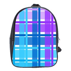 Gingham Pattern Blue Purple Shades School Bags(large)  by Amaryn4rt