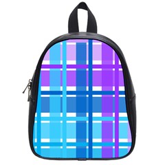 Gingham Pattern Blue Purple Shades School Bags (small)  by Amaryn4rt