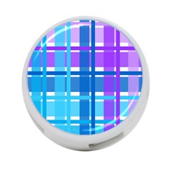 Gingham Pattern Blue Purple Shades 4-port Usb Hub (two Sides)  by Amaryn4rt