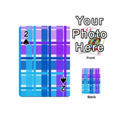 Gingham Pattern Blue Purple Shades Playing Cards 54 (mini)  by Amaryn4rt